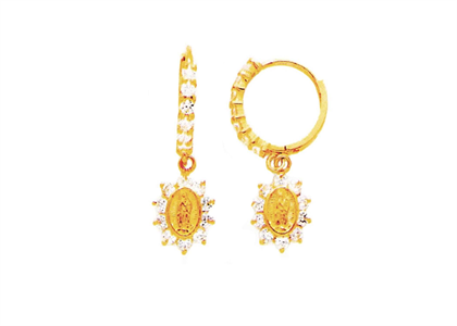 Gold Plated CZ Virgin Mary Earring